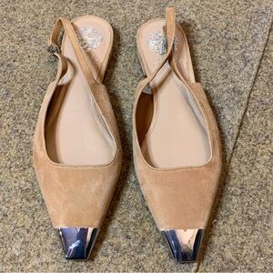 Vince Camuto Tan Flats with Silver Accents